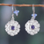 Iolite dangle earrings, 'Blossoming Blue' - Sterling Silver Floral Dangle Earrings with Iolite Stone