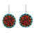 Ceramic dangle earrings, 'Circle of Paisley' - Paisley-Themed Hand-Painted Red Ceramic Dangle Earrings