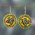 Ceramic dangle earrings, 'Arcadia Bird' - Bird-Themed Hand-Painted Yellow Ceramic Dangle Earrings