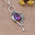 Amethyst pendant necklace, 'Violet Romance' - Leafy Faceted Two-Carat Amethyst Pendant Necklace from India (image 2) thumbail