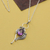 Amethyst pendant necklace, 'Violet Romance' - Leafy Faceted Two-Carat Amethyst Pendant Necklace from India (image 2c) thumbail
