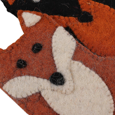 Wollornamente, (6er-Set) - Set mit 6 handgefertigten Fuchsornamenten aus wärmerer Wolle und Baumwolle