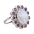Rainbow Moonstone and amethyst cocktail ring, 'Harmonious Blossom' - Floral Rainbow Moonstone and Amethyst Cocktail Ring thumbail