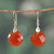 Carnelian dangle earrings, 'Courageous Dazzle' - High-Polished Sterling Silver and Carnelian Dangle Earrings