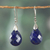 Pendientes colgantes de lapislázuli - Pendientes colgantes de plata de ley pulida y lapislázuli