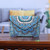 Beaded cotton sling, 'Oneiric Glam' - Hand-Beaded Floral Blue and Turquoise Cotton Sling Bag