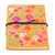 Rayon embroidered journal, 'Saffron of Blossoms' - Floral Pink and Saffron Rayon-Embroidered Journal from India