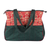 Cotton shoulder bag, 'Assam Heritage' - Peacock-Themed Red and Green Cotton Shoulder Bag