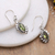 Peridot dangle earrings, 'Fortunate Eyes' - Polished Geometric Sterling Silver Peridot Dangle Earrings