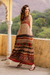 Viscose a-line dress, 'Boho Days' - Classic Beige and Burgundy Viscose Maxi A-Line Dress