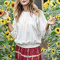 Embroidered peasant blouse, Chic Ivory