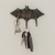 Brass key rack, 'Glorious Bat' - Bat-Shaped Copper-Plated Brass Key Rack from India