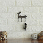 Brass key rack, 'Palatial Reindeer' - Reindeer-Shaped Copper-Plated Brass Key Rack from India