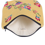 Embroidered cotton cosmetic bag, 'Mimosa Spring' - Rayon-Embroidered Floral Mimosa Yellow Cotton Cosmetic Bag