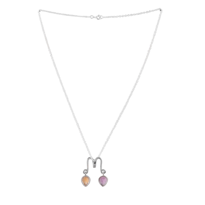 Amethyst and citrine pendant necklace, 'Spiritual Reflection' - Classic One-Carat Amethyst and Citrine Pendant Necklace