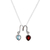 Halskette mit Granat- und Blautopas-Anhänger - Klassische einkarätige Halskette mit Granat- und Blautopas-Anhänger