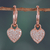 Rose gold-plated cubic zirconia dangle earrings, 'Sparkling Heart' - Rose Gold-Plated Heart Dangle Earrings with Cubic Zirconia