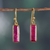 Gold-plated ruby dangle earrings, 'Vibrant Glam' - 18k Gold-Plated Dangle Earrings with Ruby Gems from India (image 2) thumbail