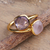 Gold-plated amethyst and rose quartz wrap ring, 'Duet of Emotions' - 18k Gold-Plated 4-Carat Amethyst and Rose Quartz Wrap Ring