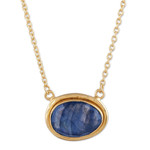 Gold-plated labradorite pendant necklace, 'Nocturnal Dazzle' - 18k Gold-Plated Natural Labradorite Pendant Necklace