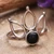 Onyx cocktail ring, 'Shadow Crown' - Leafy-Inspired Sterling Silver and Onyx Cocktail Ring (image 2c) thumbail