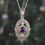 Amethyst pendant necklace, 'Twilight Enchantment' - Amethyst and Sterling Silver Pendant Necklace from India