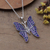 Sterling silver pendant necklace, 'Butterfly's Magical colours' - Hand-Painted Blue Sterling Silver Butterfly Pendant Necklace