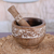 Wood mortar and pestle, 'Artistic Flavor' - Leaf-Themed Wood Mortar & Pestle Carved and Painted by Hand