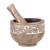 Wood mortar and pestle, 'Artistic Flavor' - Leaf-Themed Wood Mortar & Pestle Carved and Painted by Hand