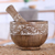 Wood mortar and pestle, 'Artistic Flavor' - Leaf-Themed Wood Mortar & Pestle Carved and Painted by Hand