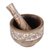 Wood mortar and pestle, 'Artistic Flavor' - Leaf-Themed Wood Mortar & Pestle Carved and Painted by Hand