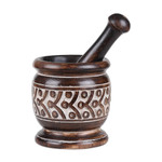 Wood mortar and pestle, 'Creative Elegance' - Wood Mortar & Pestle with Burnt and Distressed Finishes