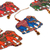 Adornos de cuero (juego de 5) - Conjunto de 5 adornos de cuero de elefante pintados a mano