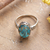 Sterling silver cocktail ring, 'Palatial Beauty' - Polished Floral Oval Composite Turquoise Cocktail Ring (image 2) thumbail