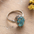 Sterling silver cocktail ring, 'Palatial Beauty' - Polished Floral Oval Composite Turquoise Cocktail Ring (image 2b) thumbail