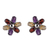 Rhodium-plated multi-gemstone button earrings, 'Dream Petals' - Floral Rhodium-Plated 6-Carat Multi-Gemstone Button Earrings