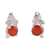 Rhodium-plated carnelian stud earrings, 'Flaming Leaf' - Rhodium-Plated Sterling Silver Carnelian Stud Earrings thumbail