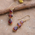 Gold-plated garnet dangle earrings, 'Crimson Dazzle' - 22k Gold-Plated Dangle Earrings with 6-Carat Garnet Gems (image 2b) thumbail