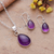 Amethyst jewelry set, 'Blissful Amethyst ' - Amethyst Cabochon Pendant Necklace and Earrings Jewelry Set (image 2) thumbail