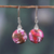 Composite turquoise dangle earrings, 'Moon of Sweetness' - Pink and Red Round Composite Turquoise Dangle Earrings (image 2) thumbail