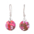 Composite turquoise dangle earrings, 'Moon of Sweetness' - Pink and Red Round Composite Turquoise Dangle Earrings thumbail