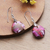 Composite turquoise dangle earrings, 'Moon of Sweetness' - Pink and Red Round Composite Turquoise Dangle Earrings (image 2b) thumbail