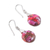 Composite turquoise dangle earrings, 'Moon of Sweetness' - Pink and Red Round Composite Turquoise Dangle Earrings