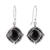 Onyx dangle earrings, 'Nocturnal Affair' - Polished Diamond-Shaped Onyx Cabochon Dangle Earrings