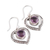 Amethyst dangle earrings, 'Wise Heartbeat' - Heart-Shaped Faceted 4-Carat Round Amethyst Dangle Earrings