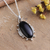 Onyx pendant necklace, 'Nocturnal Muse' - Polished Oval Onyx Cabochon Pendant Necklace from India