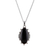 Onyx pendant necklace, 'Nocturnal Muse' - Polished Oval Onyx Cabochon Pendant Necklace from India