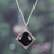 Onyx pendant necklace, 'Nocturnal Affair' - Polished Diamond-Shaped Onyx Cabochon Pendant Necklace