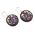 Ceramic dangle earrings, 'Forest Duo' - Round Deer-Themed Blue and Pink Ceramic Dangle Earrings
