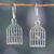 Sterling silver dangle earrings, 'Delicate Liberty' - Inspirational Caged Bird Sterling Silver Dangle Earrings